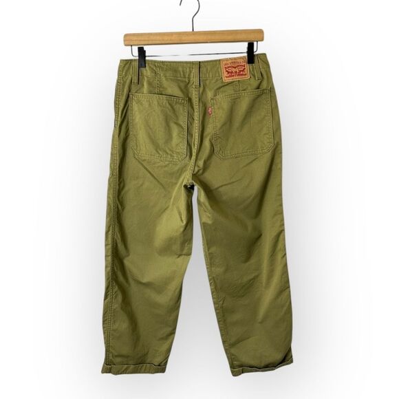 Levi’s 94 Pants Women’s 27 Baggy Mid Rise Straight Leg Martini Olive Twill - Picture 2 of 9